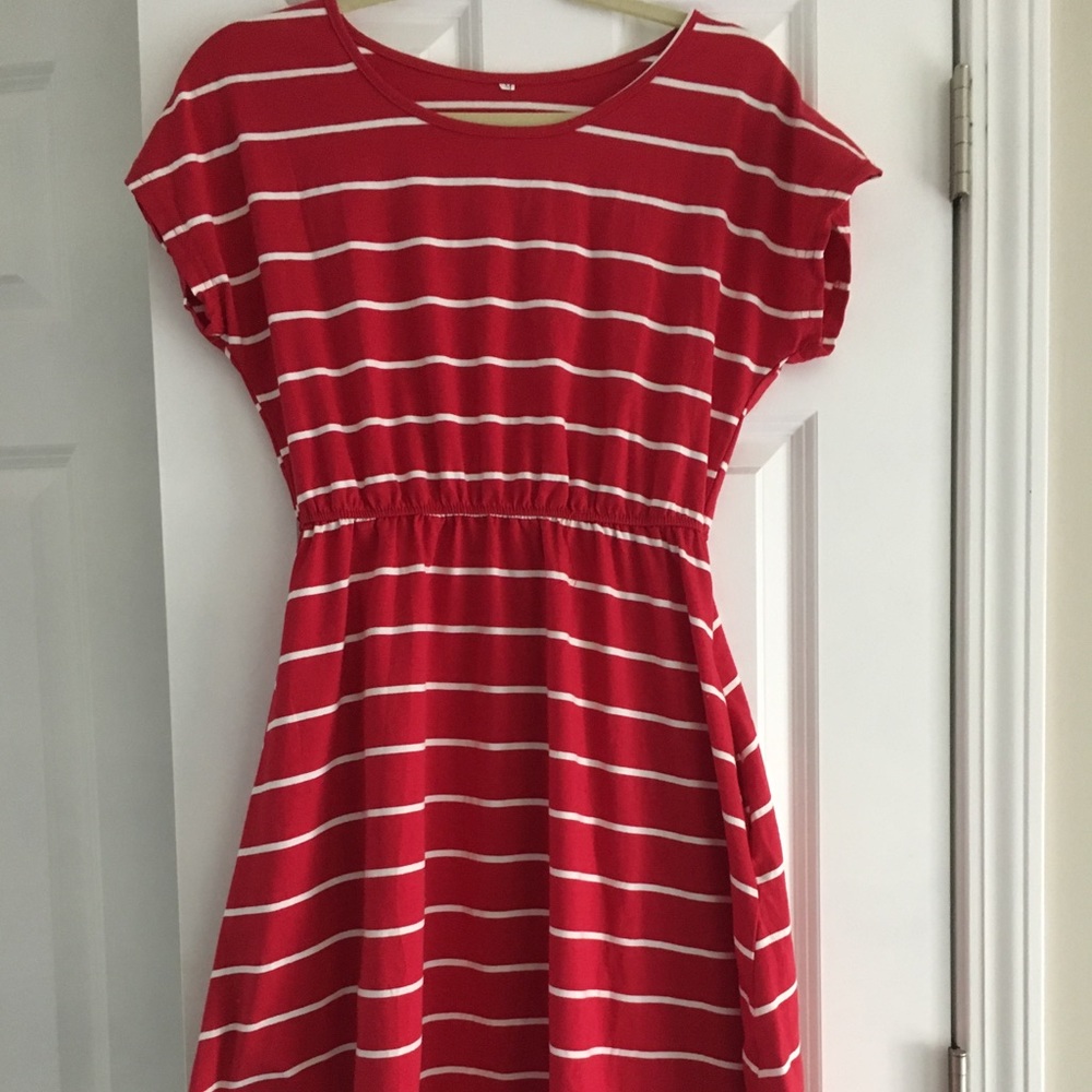 Red and White Striped T-Shirt Dress!